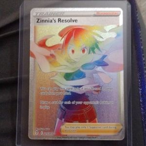 POKEMON- Secerate full art Rainbow "Zinnas Resolve" #225.mint condition!